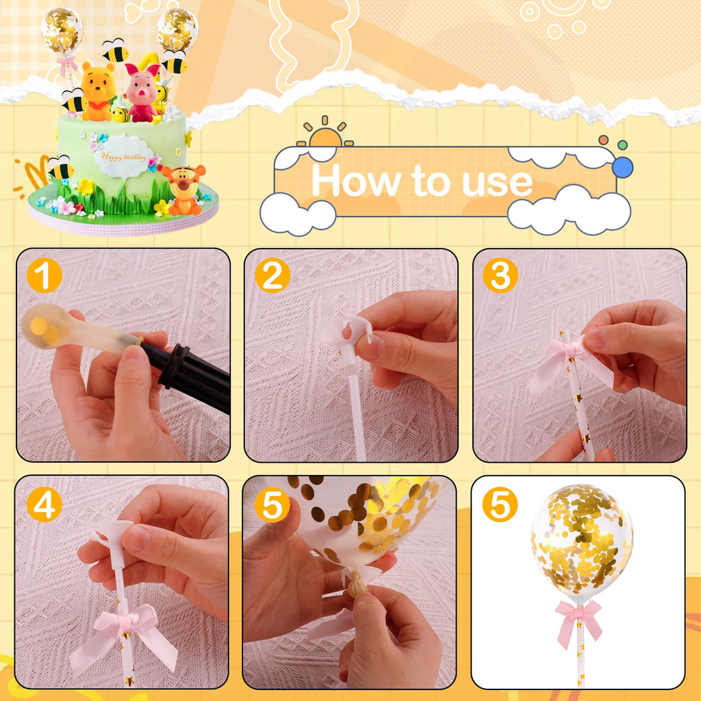 Newmemo Winnie Cake Toppers 12Pcs – Pooh Bear Birthday & Baby Shower Decorations