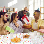 Newtay 97 Pcs Confetti Sprinkles Tableware Set – Tablecloth, Napkins, Plates & Cups for Parties