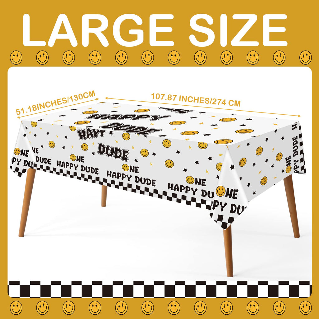 Newwiee 3 Pcs One Happy Dude Birthday Tablecloths – 51 x 108 in Table Cover for Party Decor