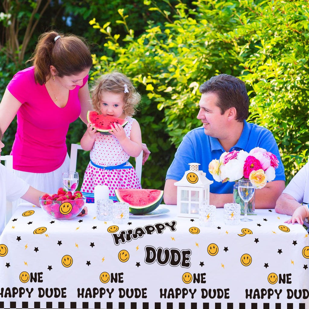 Newwiee 3 Pcs One Happy Dude Birthday Tablecloths – 51 x 108 in Table Cover for Party Decor