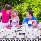 Newwiee 3 Pcs One Happy Dude Birthday Tablecloths – 51 x 108 in Table Cover for Party Decor