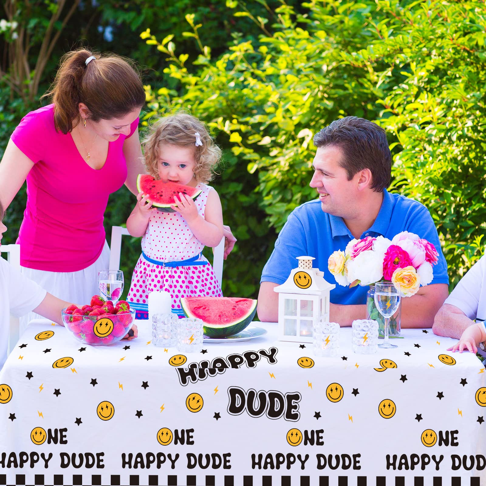 Newwiee 3 Pcs One Happy Dude Birthday Tablecloths – 51 x 108 in Table Cover for Party Decor