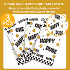 Newwiee 3 Pcs One Happy Dude Birthday Tablecloths – 51 x 108 in Table Cover for Party Decor