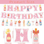 Neyeidru 21st Birthday Decorations | Pink Happy Birthday Banner & Drink Theme Garland