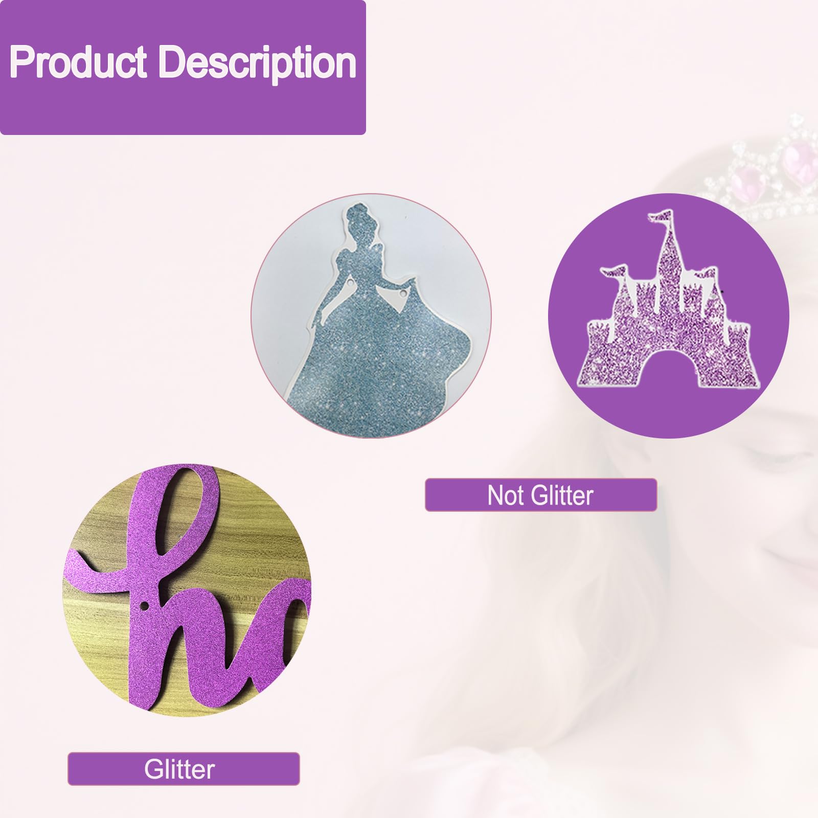 Neyeidru Princess Birthday Banner – Pink Glitter Garland for Girls