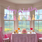 Neyeidru Princess Birthday Banner – Pink Glitter Garland for Girls