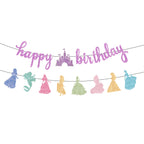 Neyeidru Princess Birthday Banner – Pink Glitter Garland for Girls