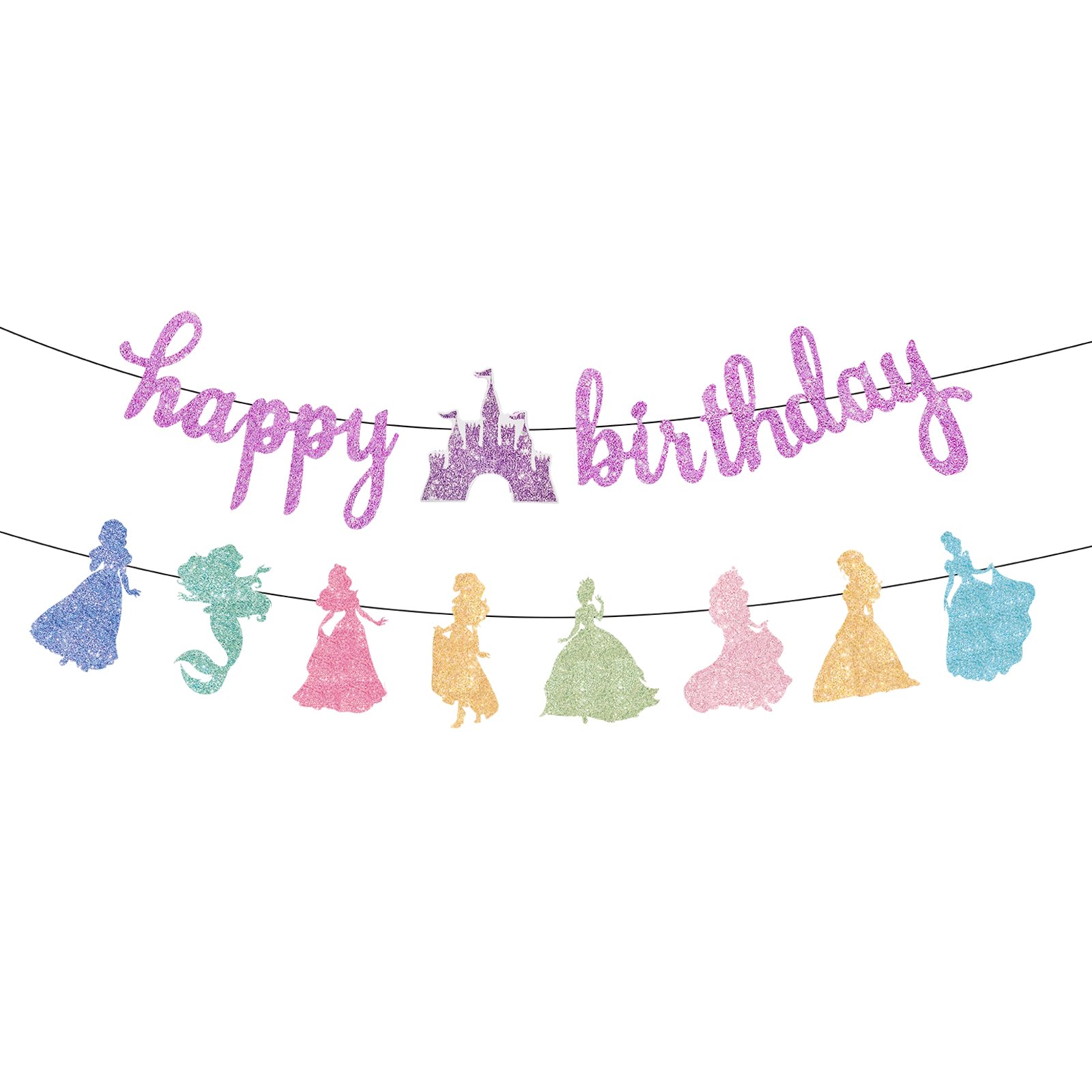 Neyeidru Princess Birthday Banner – Pink Glitter Garland for Girls