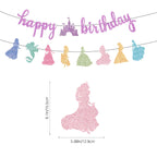 Neyeidru Princess Birthday Banner – Pink Glitter Garland for Girls