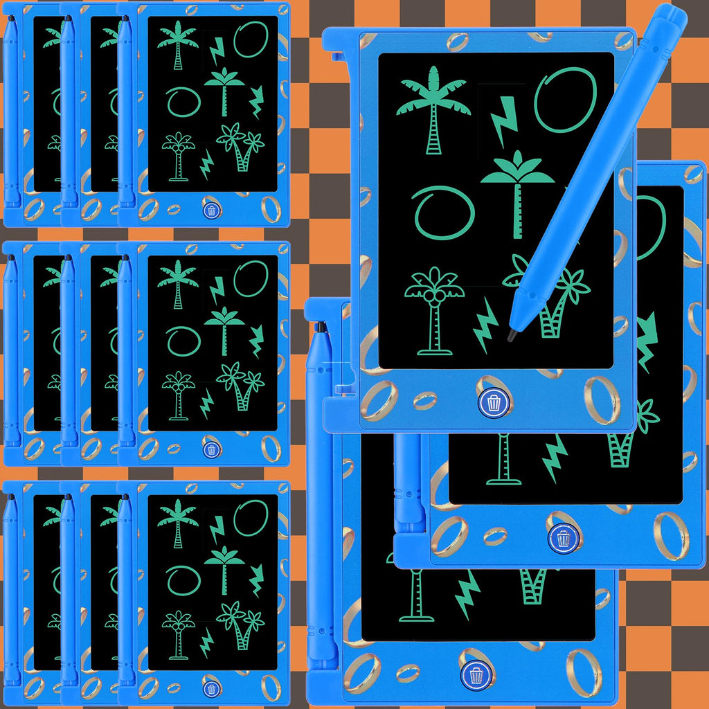 Nezyo 12 Pcs Kids Party Favors – 4.6'' LCD Writing Tablets, Blue & Golden Rings
