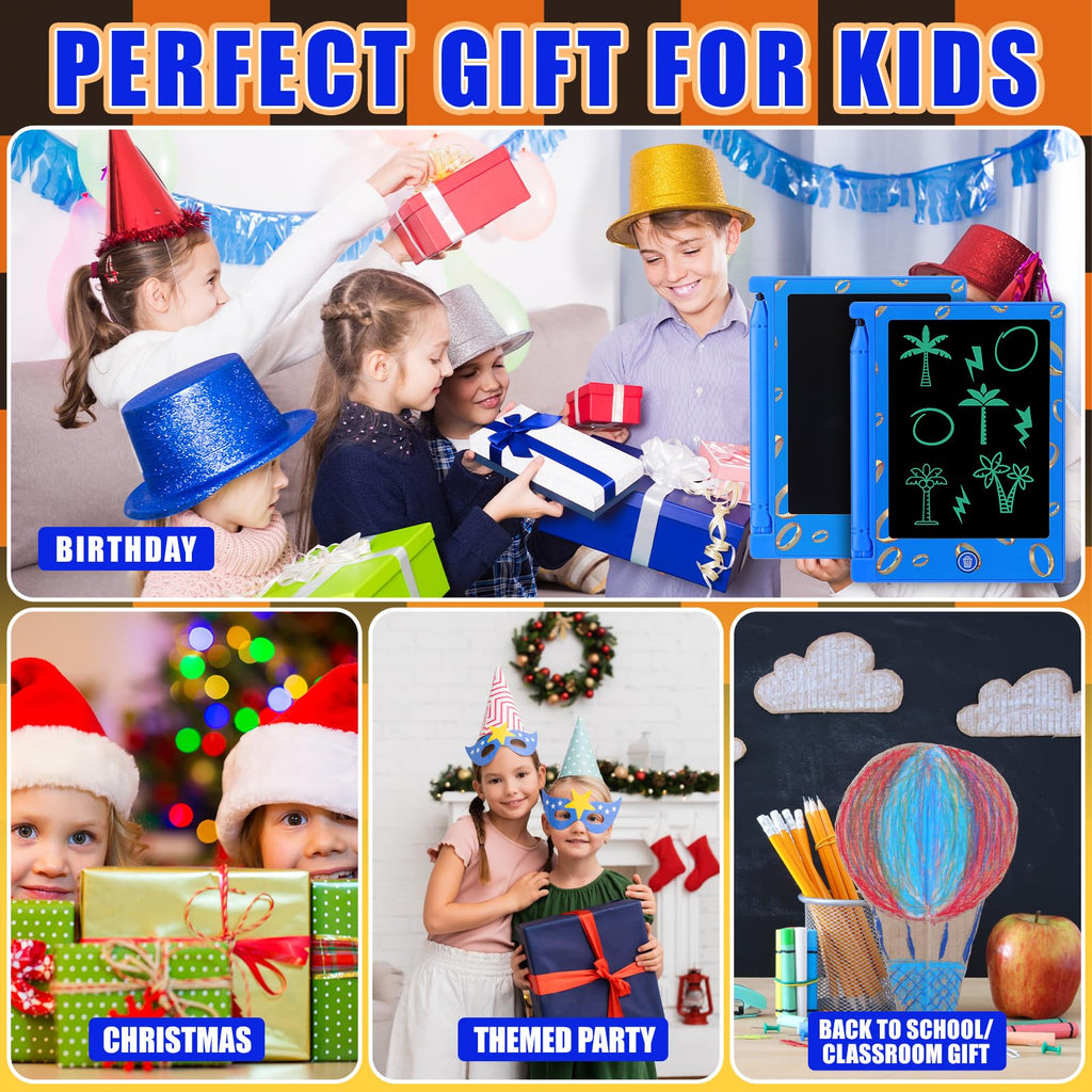 Nezyo 12 Pcs Kids Party Favors – 4.6'' LCD Writing Tablets, Blue & Golden Rings
