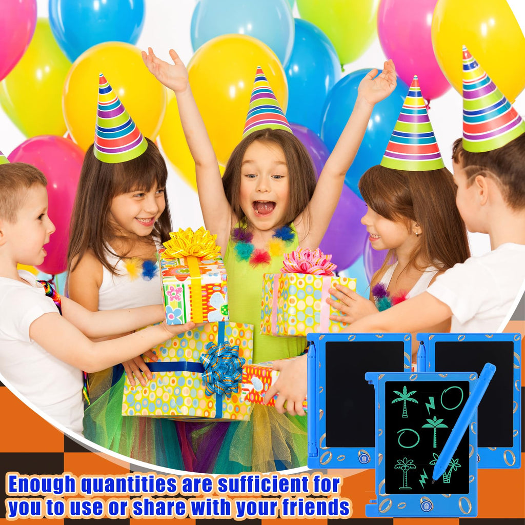Nezyo 12 Pcs Kids Party Favors – 4.6'' LCD Writing Tablets, Blue & Golden Rings