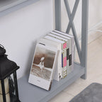 HOMCOM Console Table Hallway Desk w/Storage Shelf, X Design for Living Room Entryway, Grey