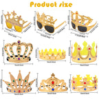 NICOWARM 12pcs Crown Glasses Party Kit – Adjustable King Crown Hats for Kids & Adults | Photo Props
