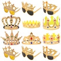 NICOWARM 12pcs Crown Glasses Party Kit – Adjustable King Crown Hats for Kids & Adults | Photo Props