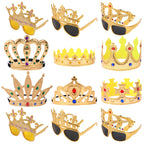 NICOWARM 12pcs Crown Glasses Party Kit – Adjustable King Crown Hats for Kids & Adults | Photo Props