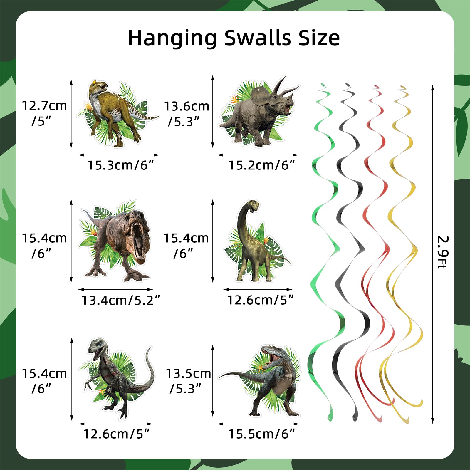 NICOWARM Dinosaur Birthday Party Decorations Set – Pre-assembled Banner, Hanging Swirls & Honeycomb Centerpieces