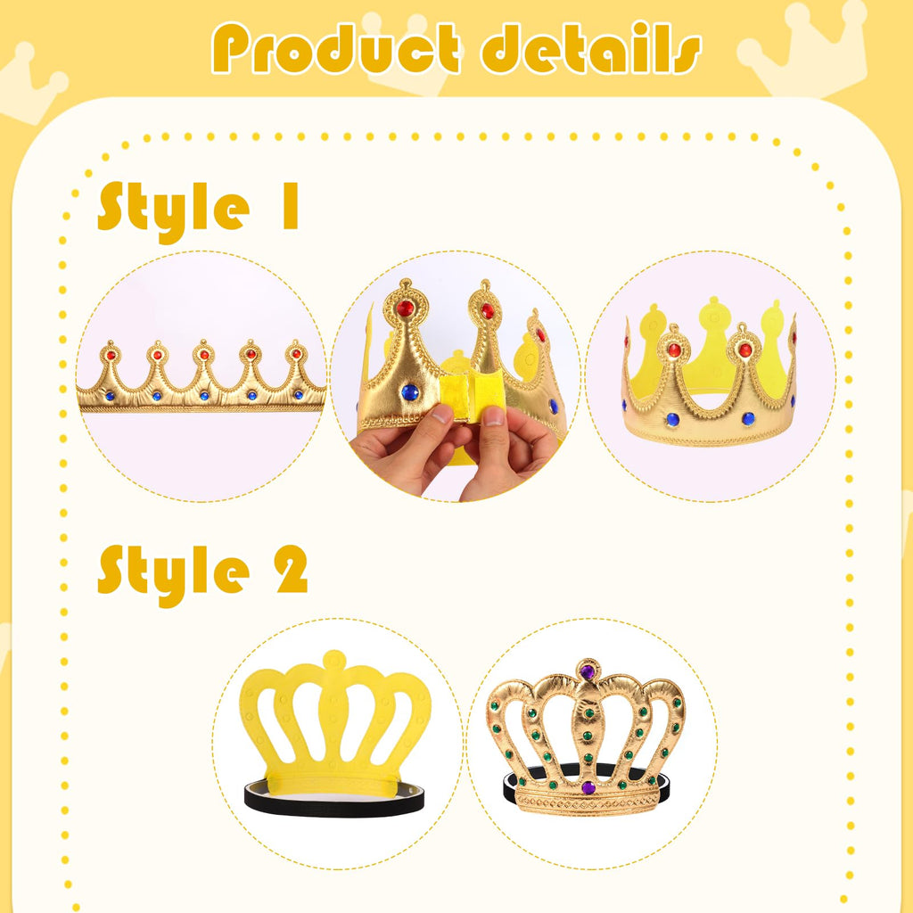 NICOWARM 12pcs Crown Glasses Party Kit – Adjustable King Crown Hats for Kids & Adults | Photo Props