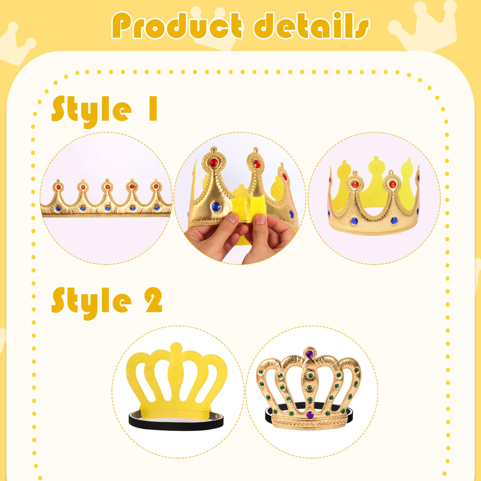 NICOWARM 12pcs Crown Glasses Party Kit – Adjustable King Crown Hats for Kids & Adults | Photo Props