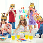 NICOWARM 12pcs Crown Glasses Party Kit – Adjustable King Crown Hats for Kids & Adults | Photo Props