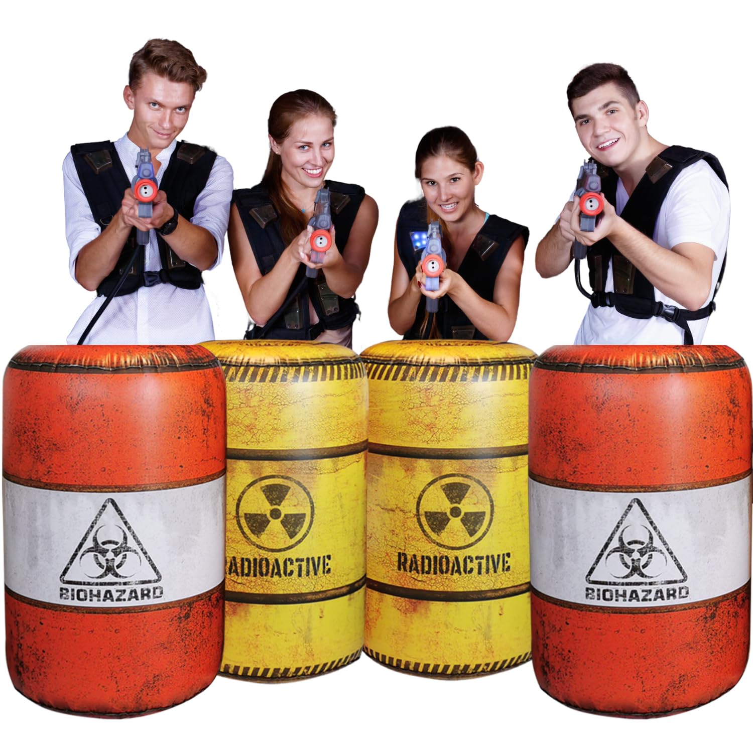 NINOSTAR 4 Barrels Inflatables – Nerf, Laser Tag, Birthday Party Decor