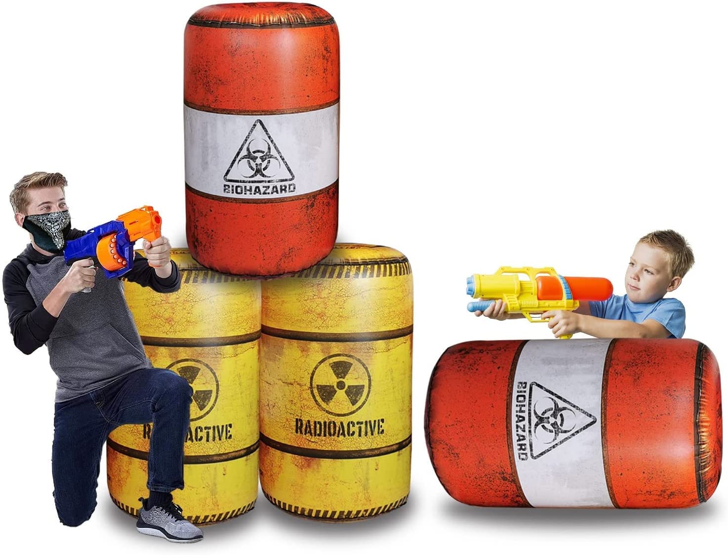 NINOSTAR 4 Barrels Inflatables – Nerf, Laser Tag, Birthday Party Decor