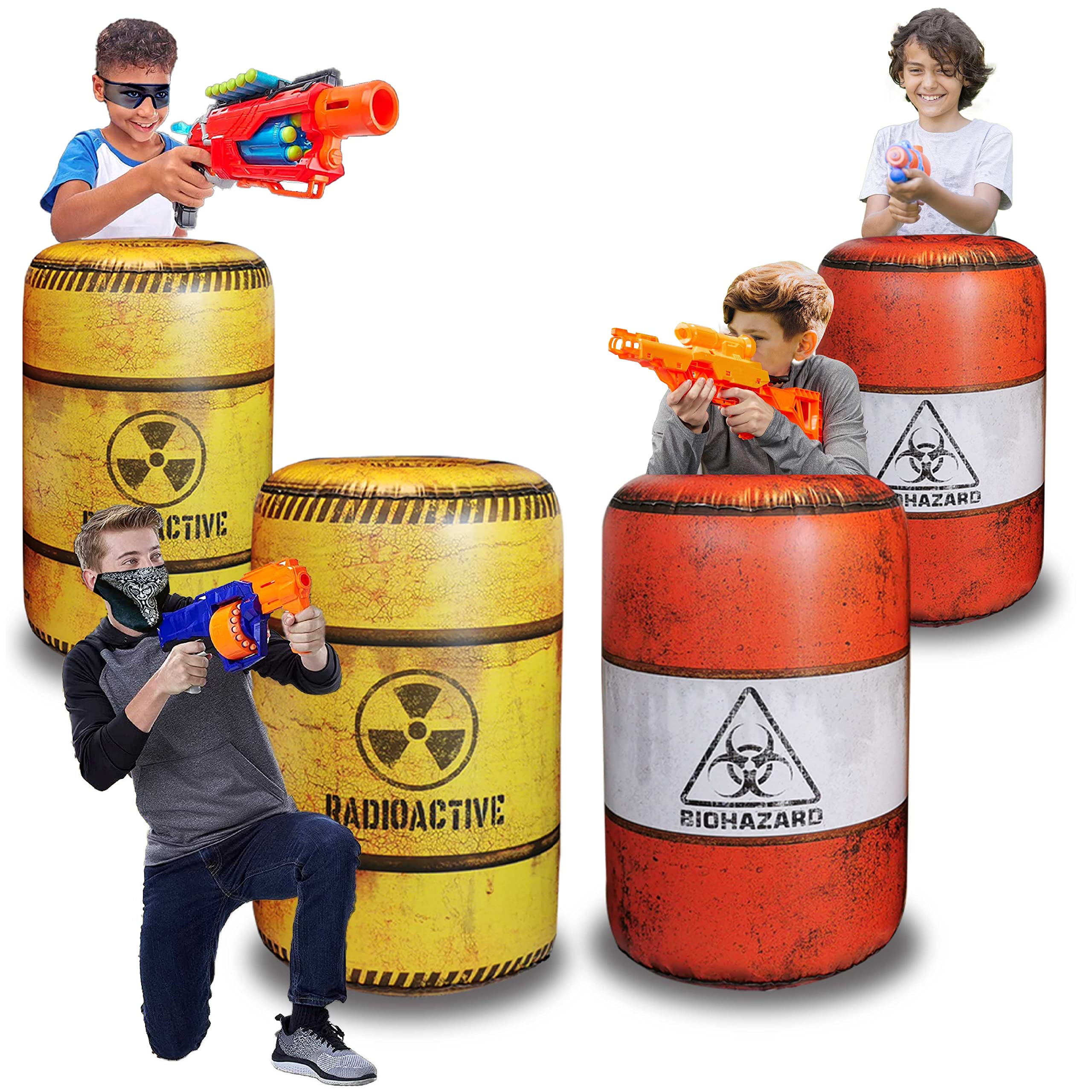 NINOSTAR 4 Barrels Inflatables – Nerf, Laser Tag, Birthday Party Decor