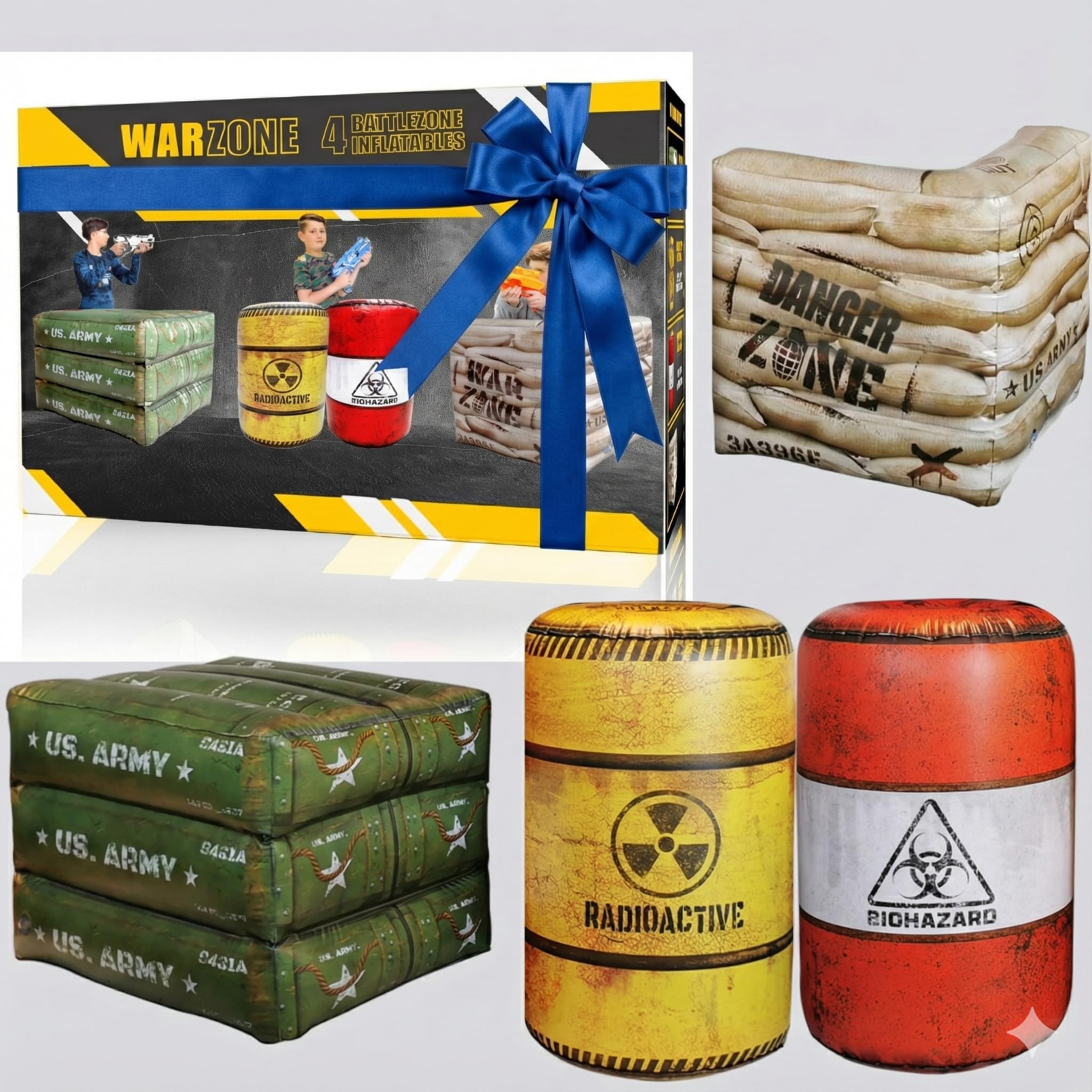 NINOSTAR Premium Package 4 Combat Battlefield Inflatables – Nerf, Laser Tag & Water Gun Ready