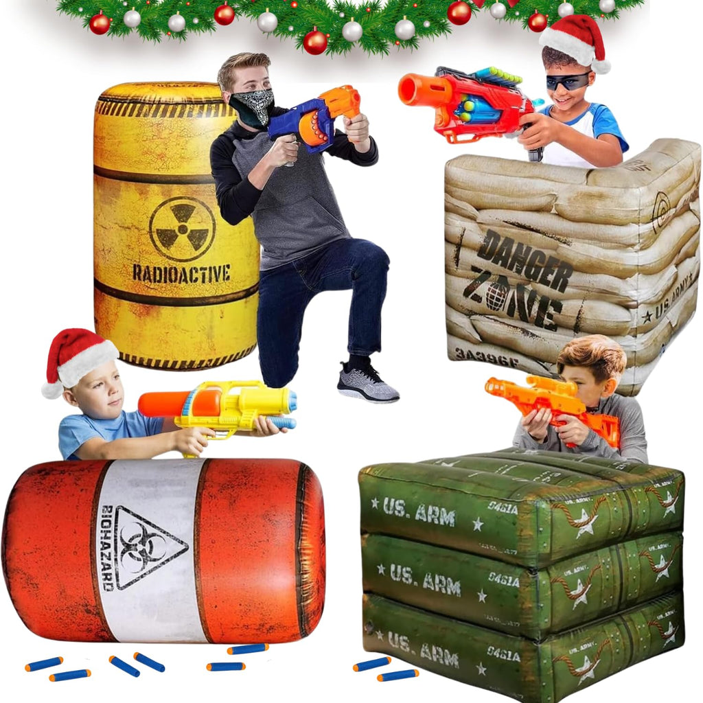 NINOSTAR Package 4 Combat Battlefield Inflatables – Nerf, Laser Tag & Water Gun Compatible