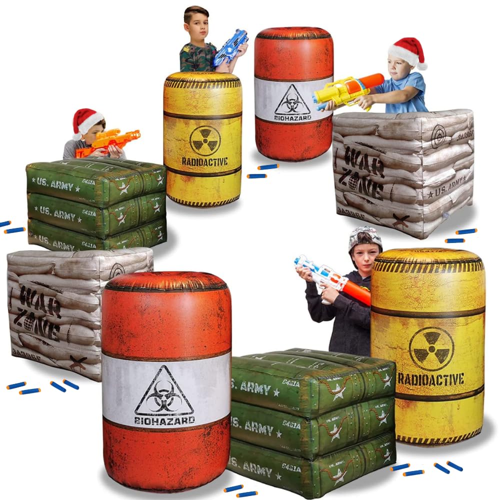 NINOSTAR Premium Package 4 Combat Battlefield Inflatables – Nerf, Laser Tag & Water Gun Ready