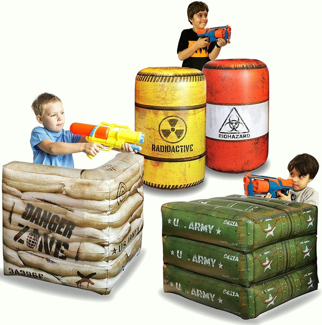 NINOSTAR Package 8 Combat Battlefield Inflatables — Laser Tag & Water Gun Compatible, Premium Pack with Water Chamber & Repair Kit