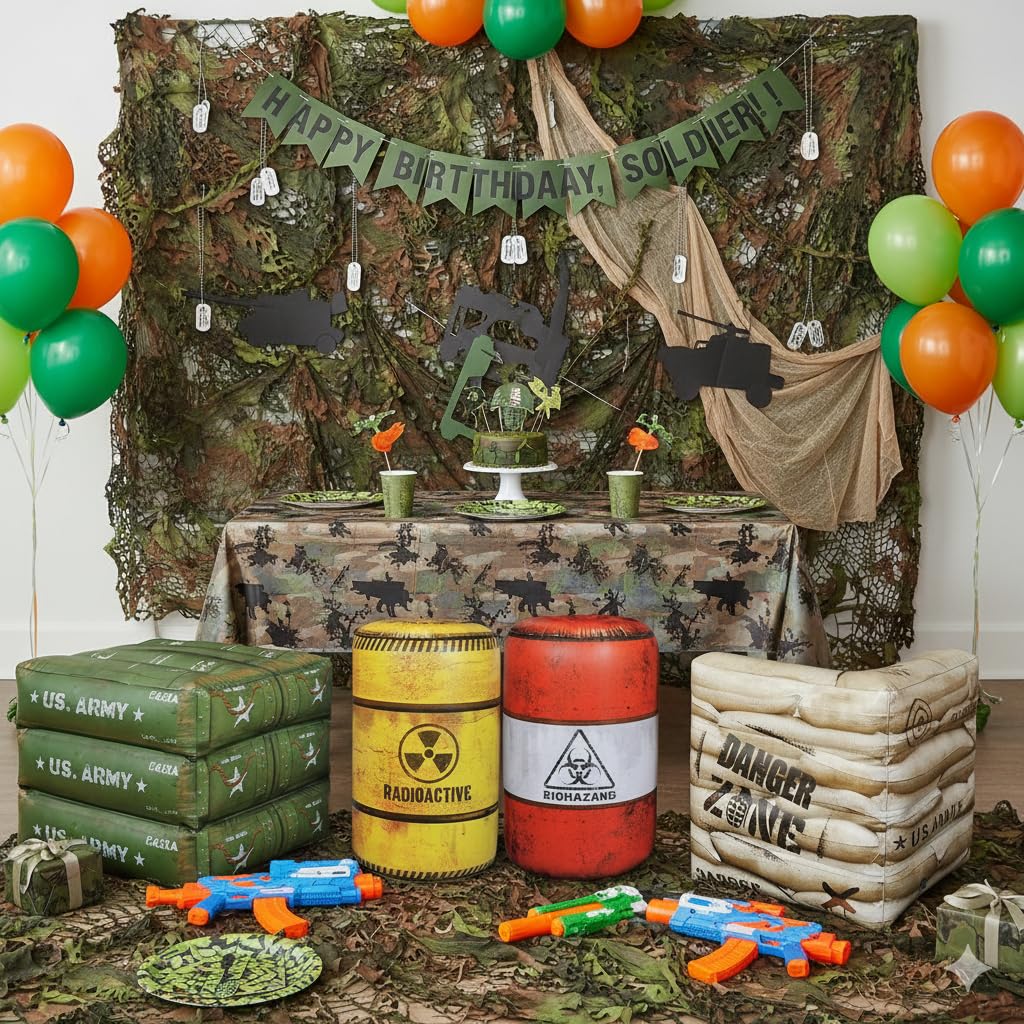 NINOSTAR Premium Package 4 Combat Battlefield Inflatables – Nerf, Laser Tag & Water Gun Ready
