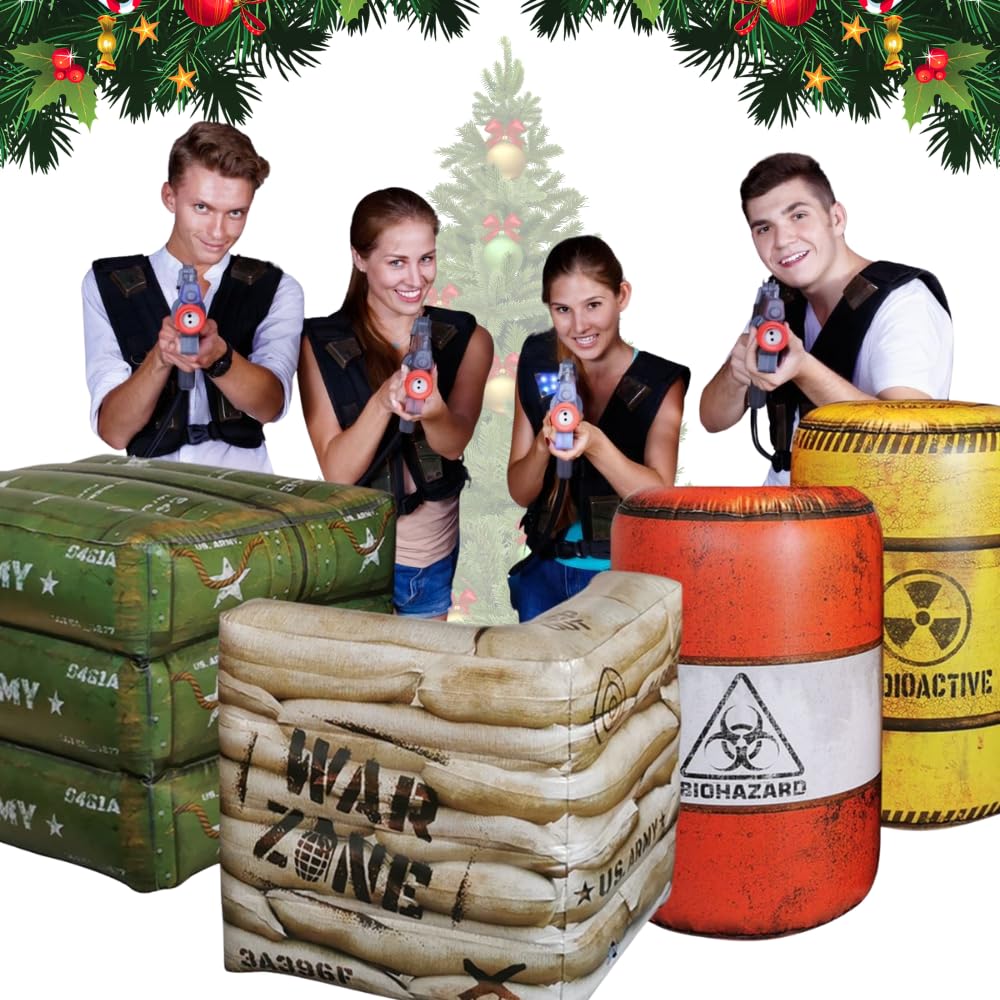 NINOSTAR Premium Package 4 Combat Battlefield Inflatables – Nerf, Laser Tag & Water Gun Ready