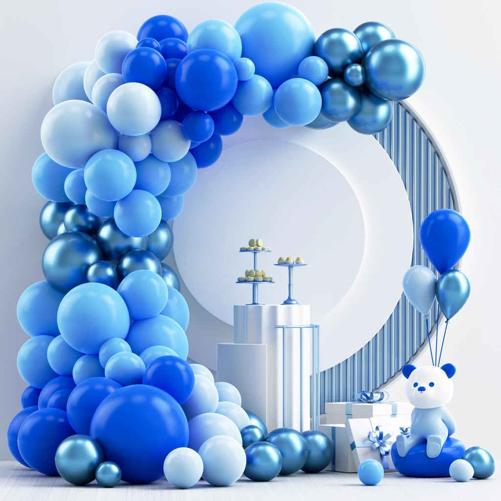 NISOCY 124Pcs Blue Balloons Garland Arch Kit – Baby Shower & Party Decor