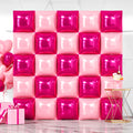 NISOCY 25PCS Hot Magenta Pink Square Foil Balloons Wall Backdrop Double-Sided Arch Kit