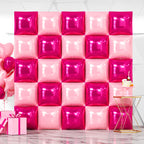 NISOCY 25PCS Hot Magenta Pink Square Foil Balloons Wall Backdrop Double-Sided Arch Kit