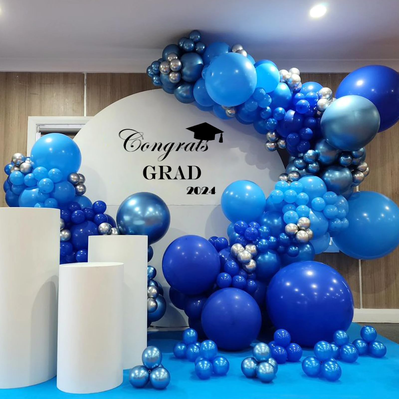 NISOCY 124Pcs Blue Balloons Garland Arch Kit – Baby Shower & Party Decor