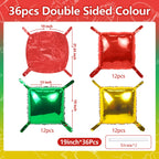 NISOCY 36Pcs Red Green Gold Square Foil Balloons Wall Backdrop Arch Kit – Double-Sided Party Decor