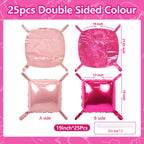 NISOCY 25PCS Hot Magenta Pink Square Foil Balloons Wall Backdrop Double-Sided Arch Kit