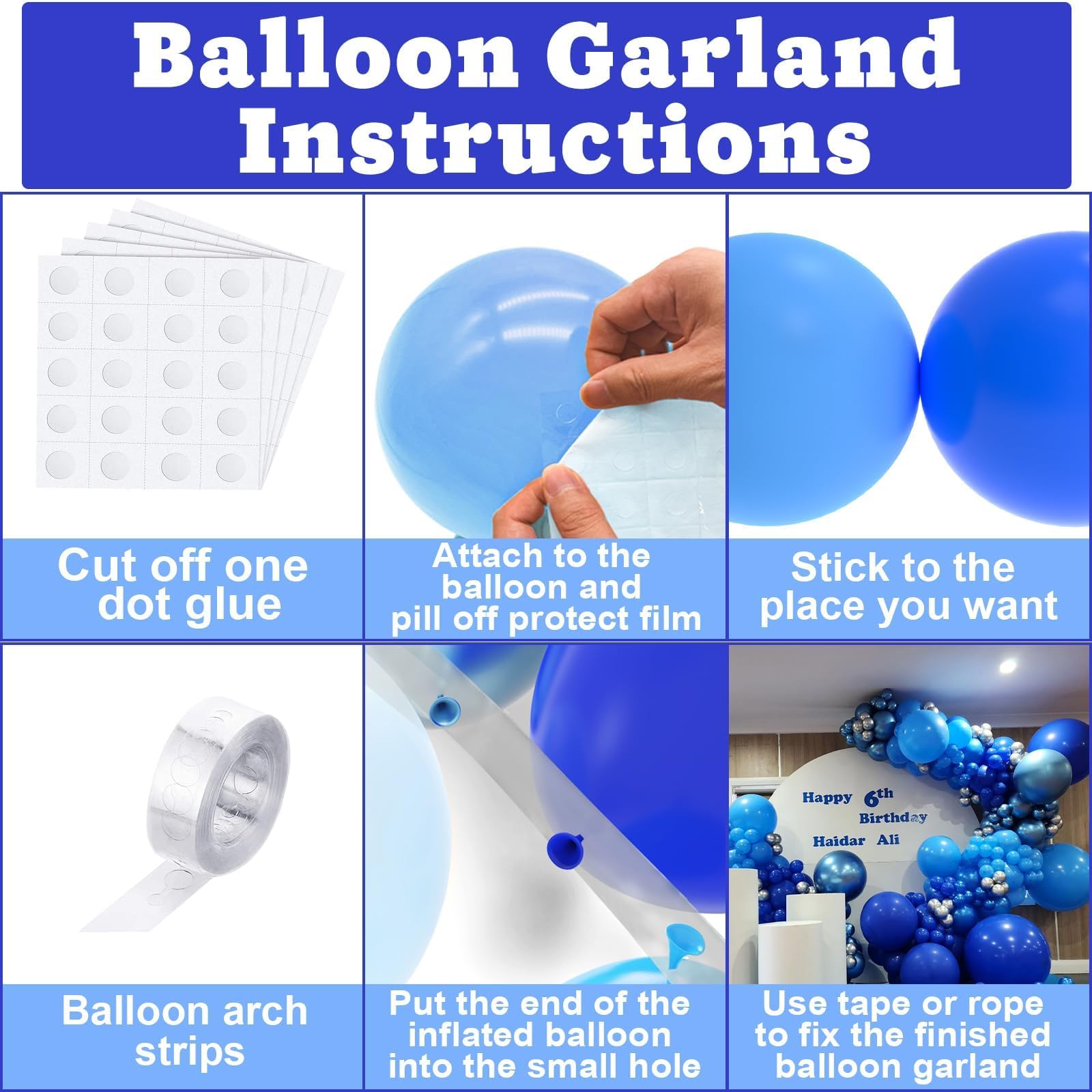 NISOCY 124Pcs Blue Balloons Garland Arch Kit – Baby Shower & Party Decor