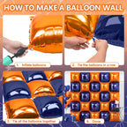 NISOCY 25Pcs Navy Blue & Orange Square Foil Balloons Wall Backdrop Kit - Double-Sided