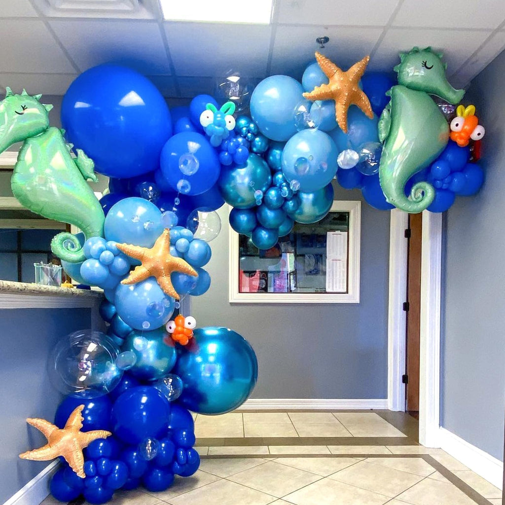 NISOCY 124Pcs Blue Balloons Garland Arch Kit – Baby Shower & Party Decor