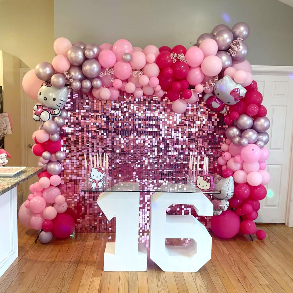 NISOCY Pink Balloons Garland Arch Kit – 124pc Mixed-Size Balloons for Weddings, Valentine’s Day & Party Decor