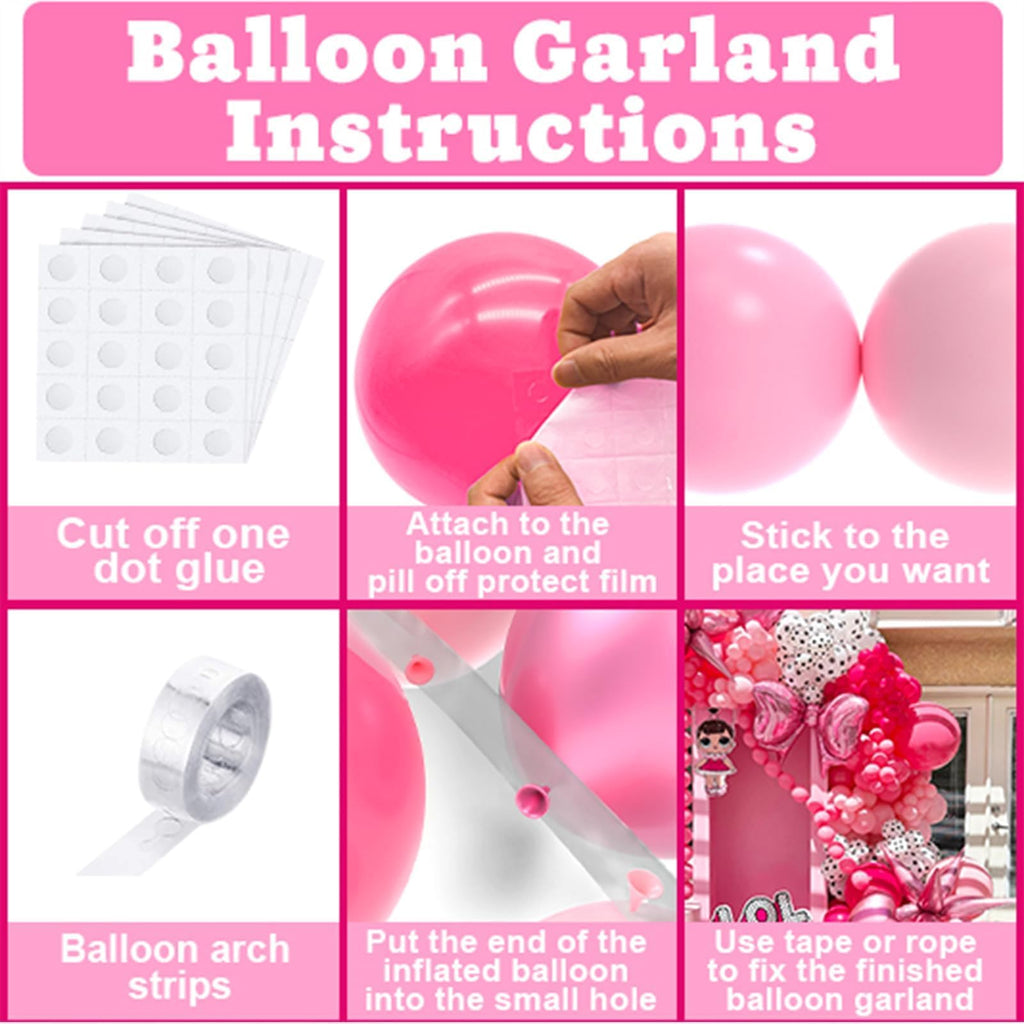 NISOCY Pink Balloons Garland Arch Kit – 124pc Mixed-Size Balloons for Weddings, Valentine’s Day & Party Decor