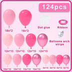 NISOCY Pink Balloons Garland Arch Kit – 124pc Mixed-Size Balloons for Weddings, Valentine’s Day & Party Decor