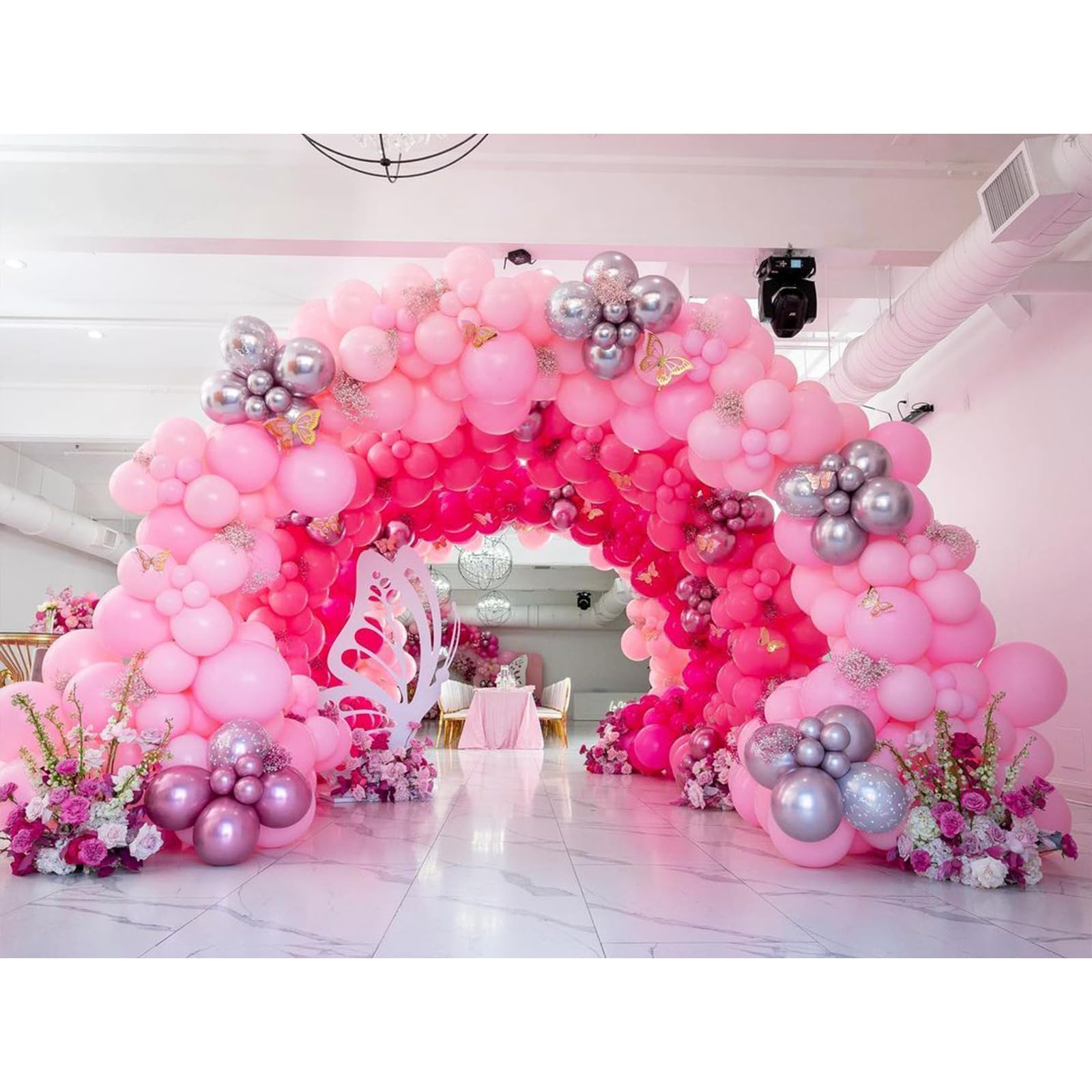 NISOCY Pink Balloons Garland Arch Kit – 124pc Mixed-Size Balloons for Weddings, Valentine’s Day & Party Decor