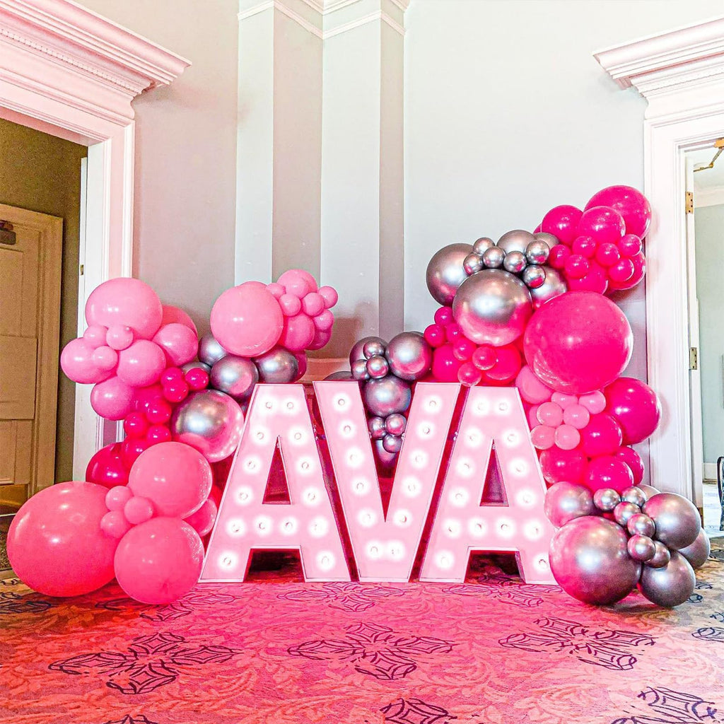 NISOCY Pink Balloons Garland Arch Kit – 124pc Mixed-Size Balloons for Weddings, Valentine’s Day & Party Decor