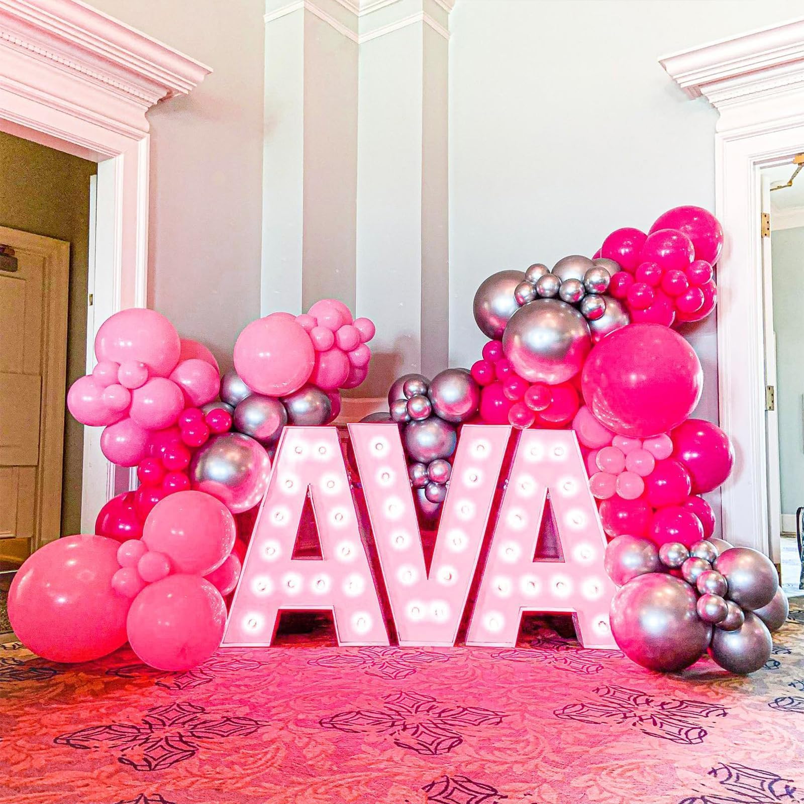 NISOCY Pink Balloons Garland Arch Kit – 124pc Mixed-Size Balloons for Weddings, Valentine’s Day & Party Decor