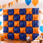 NISOCY 25Pcs Navy Blue & Orange Square Foil Balloons Wall Backdrop Kit - Double-Sided