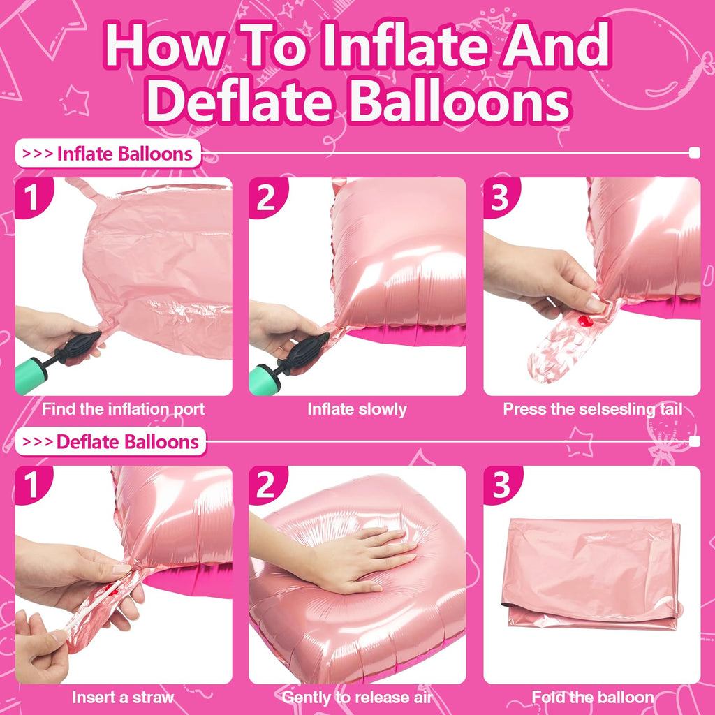 NISOCY 25PCS Hot Magenta Pink Square Foil Balloons Wall Backdrop Double-Sided Arch Kit